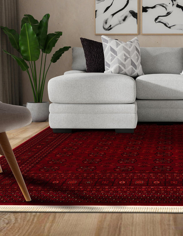 Red 7' 10 x 7' 10 Tekke Square Area Rug Classic Traditional Vintage Design Carpet for Living Rooms, Dining, Bedrooms, Office Space for Sale at Rug Engine