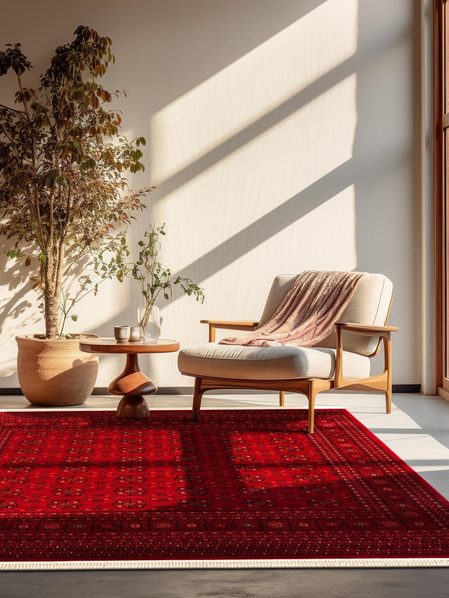 Red 7' 10 x 7' 10 Tekke Square Area Rug Classic Traditional Vintage Design Carpet for Living Rooms, Dining, Bedrooms, Office Space for Sale at Rug Engine