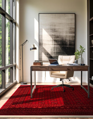 Red 6' 1 x 6' 1 Tekke Square Area Rug Classic Traditional Vintage Design Carpet for Living Rooms, Dining, Bedrooms, Office Space for Sale at Rug Engine