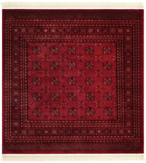 Red 6' 1 x 6' 1 Tekke Square Area Rug Classic Traditional Vintage Design Carpet for Living Rooms, Dining, Bedrooms, Office Space for Sale at Rug Engine