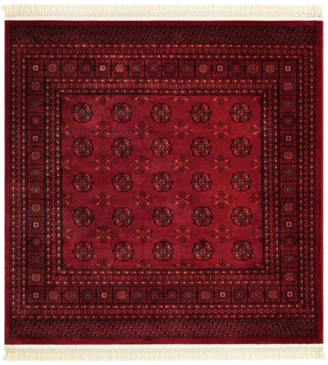 Red 6' 1 x 6' 1 Tekke Square Area Rug Classic Traditional Vintage Design Carpet for Living Rooms, Dining, Bedrooms, Office Space for Sale at Rug Engine