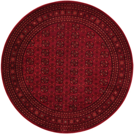 Red 7' 10 x 7' 10 Tekke Round Area Rug Classic Traditional Vintage Design Carpet for Living Rooms, Dining, Bedrooms, Office Space for Sale at Rug Engine