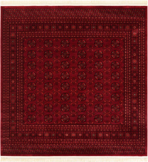 Red 7' 10 x 7' 10 Tekke Square Area Rug Classic Traditional Vintage Design Carpet for Living Rooms, Dining, Bedrooms, Office Space for Sale at Rug Engine