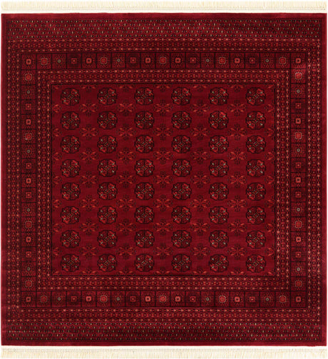 Red 7' 10 x 7' 10 Tekke Square Area Rug Classic Traditional Vintage Design Carpet for Living Rooms, Dining, Bedrooms, Office Space for Sale at Rug Engine
