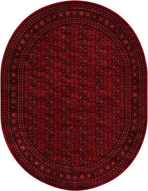 Red 7' 10 x 10' Tekke Oval Area Rug Classic Traditional Vintage Design Carpet for Living Rooms, Dining, Bedrooms, Office Space for Sale at Rug Engine