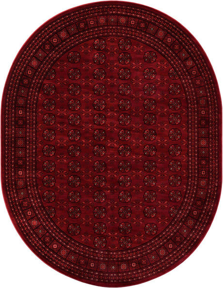 Red 7' 10 x 10' Tekke Oval Area Rug Classic Traditional Vintage Design Carpet for Living Rooms, Dining, Bedrooms, Office Space for Sale at Rug Engine