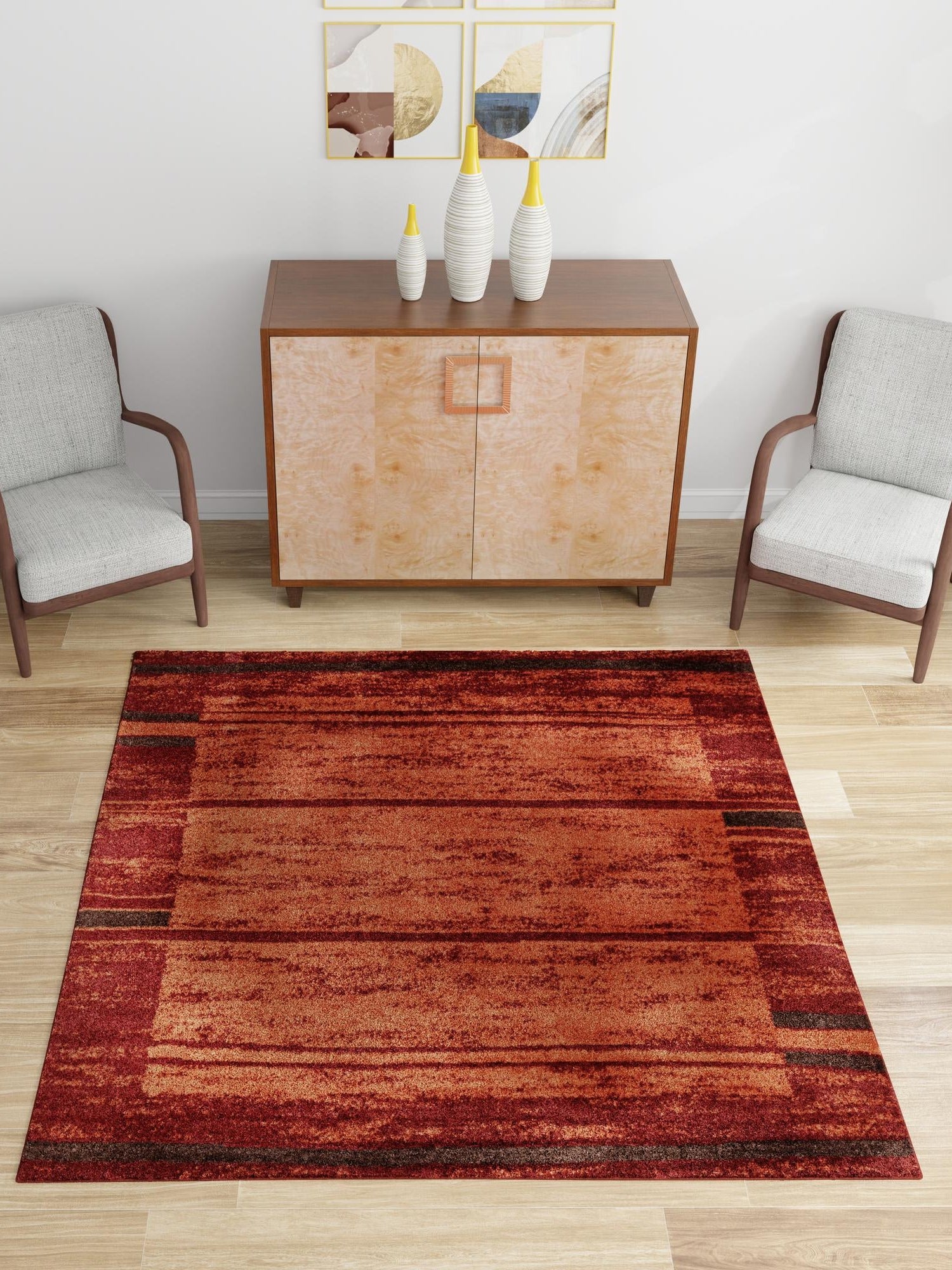 Terracotta 5' 3 x 5' 3 Autumn Square Area Rug 100% Polypropylene Durable Jute Backing Living Dining Room Bedroom Office Modern Decor Carpet for Sale at Rug Engine