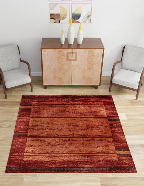 Terracotta 5' 3 x 5' 3 Autumn Square Area Rug 100% Polypropylene Durable Jute Backing Living Dining Room Bedroom Office Modern Decor Carpet for Sale at Rug Engine