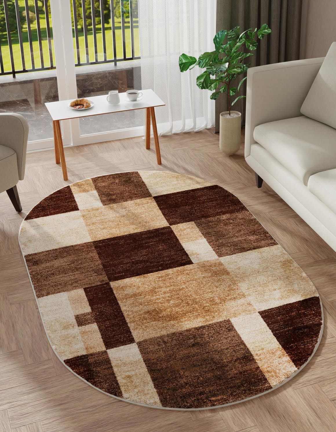 Light Brown 7' 10 x 10' Autumn Oval Area Rug 100% Polypropylene Durable Jute Backing Living Dining Room Bedroom Office Modern Decor Carpet for Sale at Rug Engine
