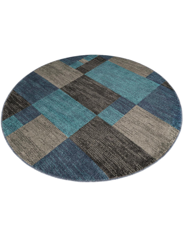 Blue Gray 6' 1 x 6' 1 Autumn Round Area Rug 100% Polypropylene Durable Jute Backing Living Dining Room Bedroom Office Modern Decor Carpet for Sale at Rug Engine