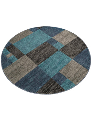 Blue Gray 6' 1 x 6' 1 Autumn Round Area Rug 100% Polypropylene Durable Jute Backing Living Dining Room Bedroom Office Modern Decor Carpet for Sale at Rug Engine