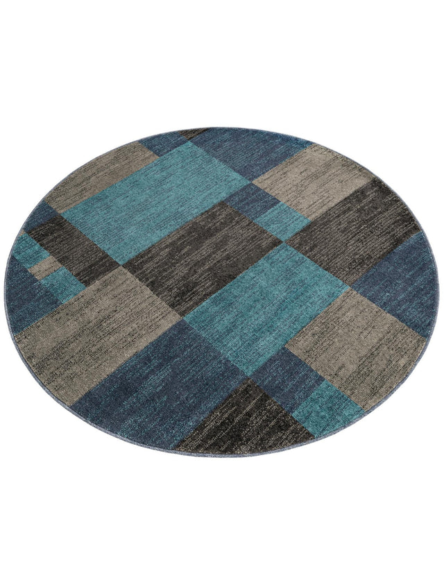 Blue Gray 6' 1 x 6' 1 Autumn Round Area Rug 100% Polypropylene Durable Jute Backing Living Dining Room Bedroom Office Modern Decor Carpet for Sale at Rug Engine