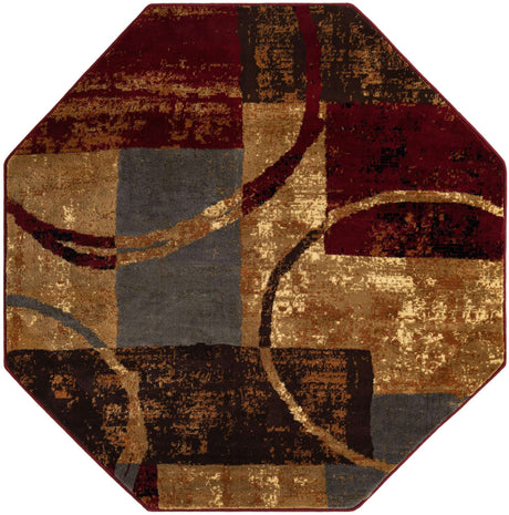 Multicolor 5' 3 x 5' 3 Barista Octagon Area Rug 100% Polypropylene Abstract Modern Geometric Carpet for Living Room Dining Office Dorm Room Decor for Sale at Rug Engine
