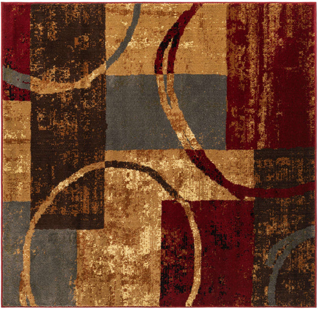 Multicolor 5' 3 x 5' 3 Barista Square Area Rug 100% Polypropylene Abstract Modern Geometric Carpet for Living Room Dining Office Dorm Room Decor for Sale at Rug Engine