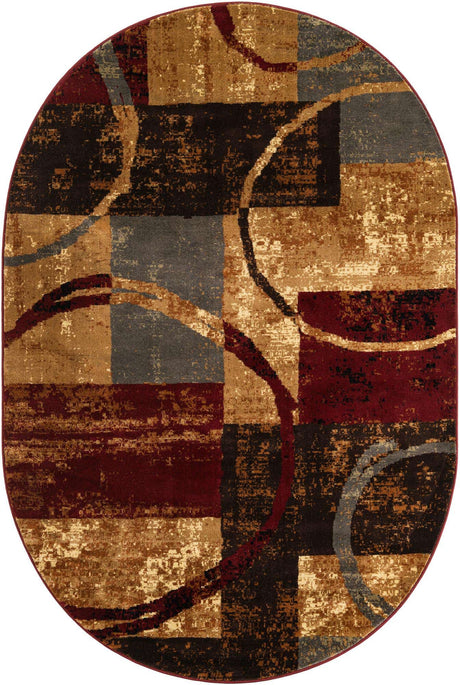 Multicolor 6' 1 x 9' Barista Oval Area Rug 100% Polypropylene Abstract Modern Geometric Carpet for Living Room Dining Office Dorm Room Decor for Sale at Rug Engine