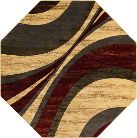 Beige 7' 10 x 7' 10 Barista Octagon Area Rug 100% Polypropylene Abstract Modern Geometric Carpet for Living Room Dining Office Dorm Room Decor for Sale at Rug Engine