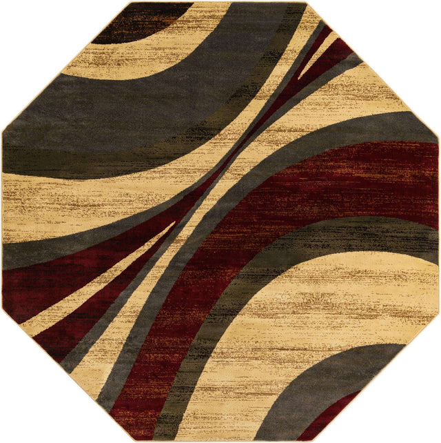 Beige 7' 10 x 7' 10 Barista Octagon Area Rug 100% Polypropylene Abstract Modern Geometric Carpet for Living Room Dining Office Dorm Room Decor for Sale at Rug Engine