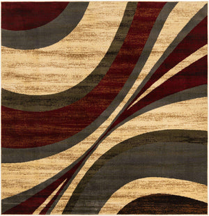 Beige 7' 10 x 7' 10 Barista Square Area Rug 100% Polypropylene Abstract Modern Geometric Carpet for Living Room Dining Office Dorm Room Decor for Sale at Rug Engine