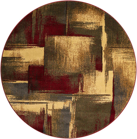 Multicolor 5' 3 x 5' 3 Barista Round Area Rug 100% Polypropylene Abstract Modern Geometric Carpet for Living Room Dining Office Dorm Room Decor for Sale at Rug Engine