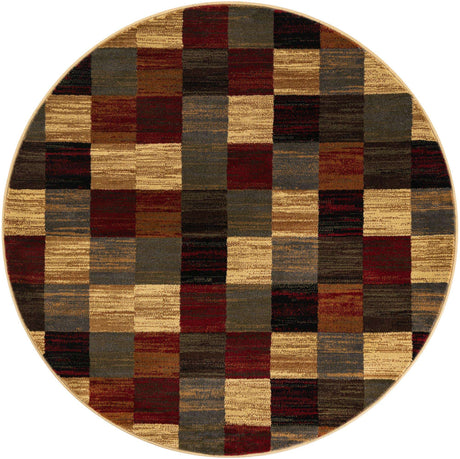 Multicolor 5' 3 x 5' 3 Barista Round Area Rug 100% Polypropylene Abstract Modern Geometric Carpet for Living Room Dining Office Dorm Room Decor for Sale at Rug Engine
