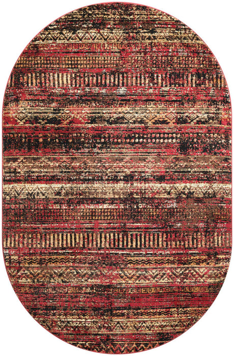 Burgundy 5' 3 x 8' Saturn Oval Area Rug Stain Resistant Easy Clean Classic Vintage Design Durable Carpet for Affordable Home Interiors for Sale at Rug Engine