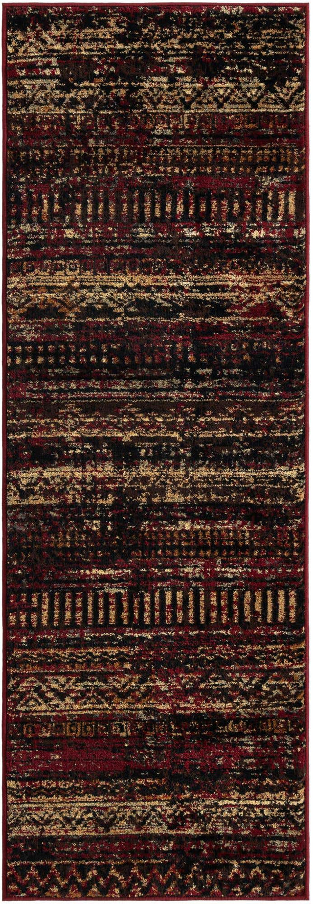 Burgundy 2' x 6' 1 Saturn Runner Area Rug Stain Resistant Easy Clean Classic Vintage Design Durable Carpet for Affordable Home Interiors for Sale at Rug Engine