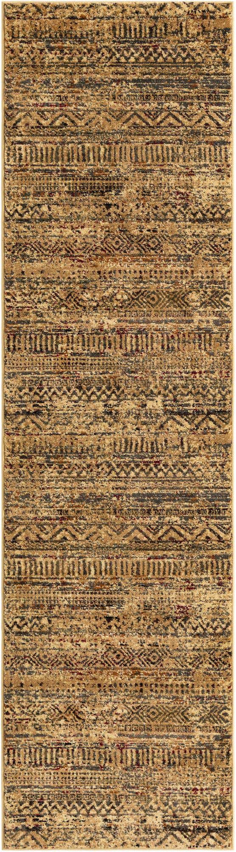 Beige 2' 7 x 10' Saturn Runner Area Rug Stain Resistant Easy Clean Classic Vintage Design Durable Carpet for Affordable Home Interiors for Sale at Rug Engine
