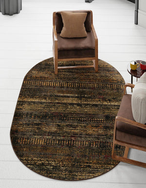 Blue 5' 3 x 8' Saturn Oval Area Rug Stain Resistant Easy Clean Classic Vintage Design Durable Carpet for Affordable Home Interiors for Sale at Rug Engine