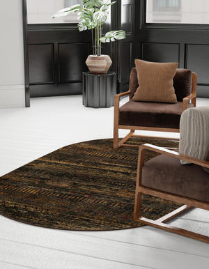 Blue 4' 1 x 6' 1 Saturn Oval Area Rug Stain Resistant Easy Clean Classic Vintage Design Durable Carpet for Affordable Home Interiors for Sale at Rug Engine
