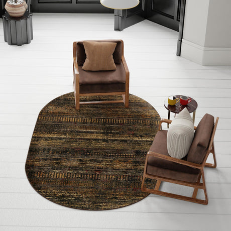 Blue 4' 1 x 6' 1 Saturn Oval Area Rug Stain Resistant Easy Clean Classic Vintage Design Durable Carpet for Affordable Home Interiors for Sale at Rug Engine