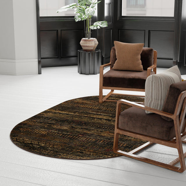 Blue 4' 1 x 6' 1 Saturn Oval Area Rug Stain Resistant Easy Clean Classic Vintage Design Durable Carpet for Affordable Home Interiors for Sale at Rug Engine