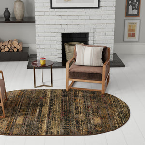 Blue 4' 1 x 6' 1 Saturn Oval Area Rug Stain Resistant Easy Clean Classic Vintage Design Durable Carpet for Affordable Home Interiors for Sale at Rug Engine