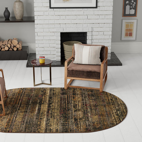 Blue 4' 1 x 6' 1 Saturn Oval Area Rug Stain Resistant Easy Clean Classic Vintage Design Durable Carpet for Affordable Home Interiors for Sale at Rug Engine