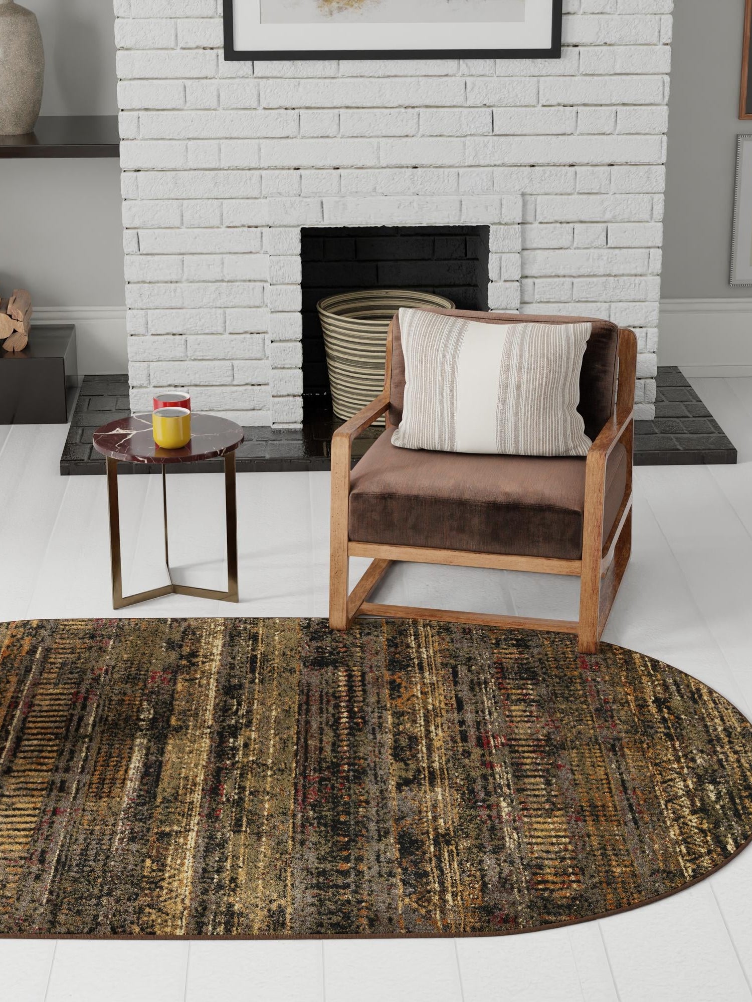 Blue 5' 3 x 8' Saturn Oval Area Rug Stain Resistant Easy Clean Classic Vintage Design Durable Carpet for Affordable Home Interiors for Sale at Rug Engine