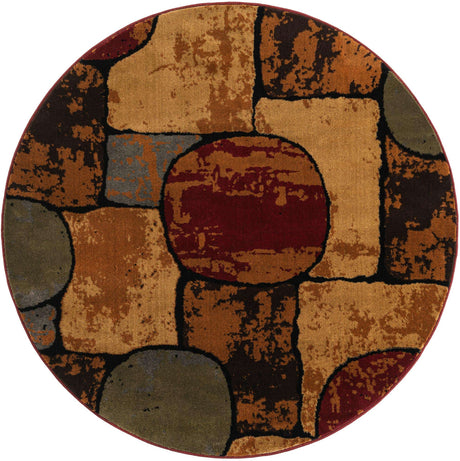 Multicolor 5' 3 x 5' 3 Cafe Round Area Rug 100% Polypropylene With Cotton Backing Modern Abstract Design Carpet for Home Living Room Dining Office Decor for Sale at Rug Engine