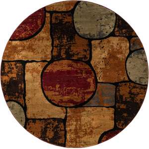 Multicolor 7' 10 x 7' 10 Cafe Round Area Rug 100% Polypropylene With Cotton Backing Modern Abstract Design Carpet for Home Living Room Dining Office Decor for Sale at Rug Engine