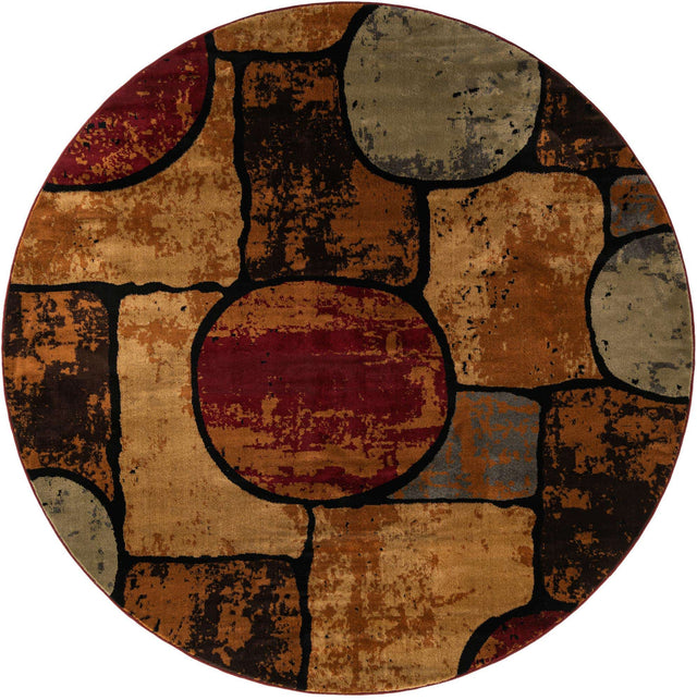 Multicolor 7' 10 x 7' 10 Cafe Round Area Rug 100% Polypropylene With Cotton Backing Modern Abstract Design Carpet for Home Living Room Dining Office Decor for Sale at Rug Engine