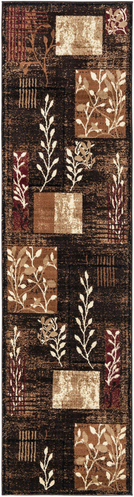 Brown 2' 7 x 10' Cafe Runner Area Rug 100% Polypropylene With Cotton Backing Modern Abstract Design Carpet for Home Living Room Dining Office Decor for Sale at Rug Engine