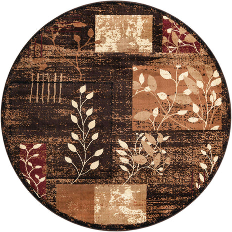 Brown 7' 10 x 7' 10 Cafe Round Area Rug 100% Polypropylene With Cotton Backing Modern Abstract Design Carpet for Home Living Room Dining Office Decor for Sale at Rug Engine
