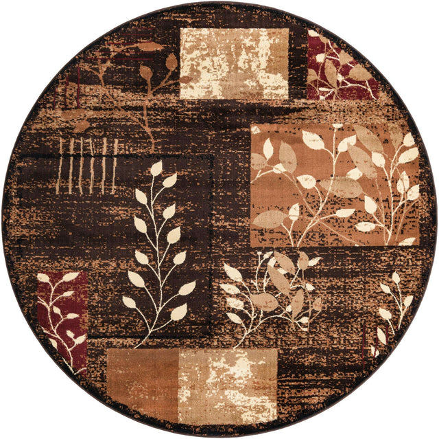 Brown 7' 10 x 7' 10 Cafe Round Area Rug 100% Polypropylene With Cotton Backing Modern Abstract Design Carpet for Home Living Room Dining Office Decor for Sale at Rug Engine