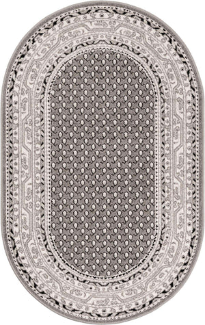 Gray 3' 3 x 5' 3 Williamsburg Oval Area Rug 100% Polypropylene With Cotton Backing Durable Easy Clean Stain Resistant Carpet for Sale at Rug Engine