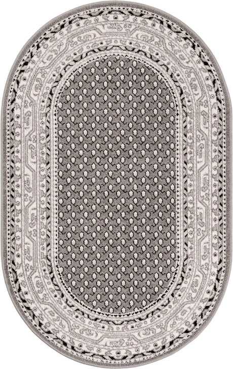 Gray 3' 3 x 5' 3 Williamsburg Oval Area Rug 100% Polypropylene With Cotton Backing Durable Easy Clean Stain Resistant Carpet for Sale at Rug Engine