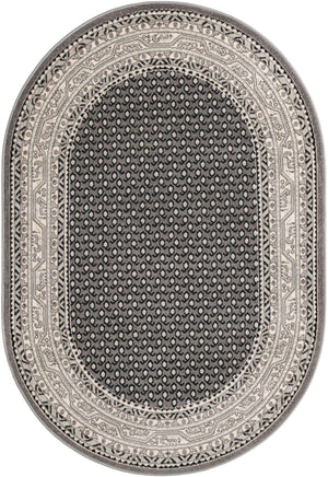 Gray 4' 1 x 6' 1 Williamsburg Oval Area Rug 100% Polypropylene With Cotton Backing Durable Easy Clean Stain Resistant Carpet for Sale at Rug Engine