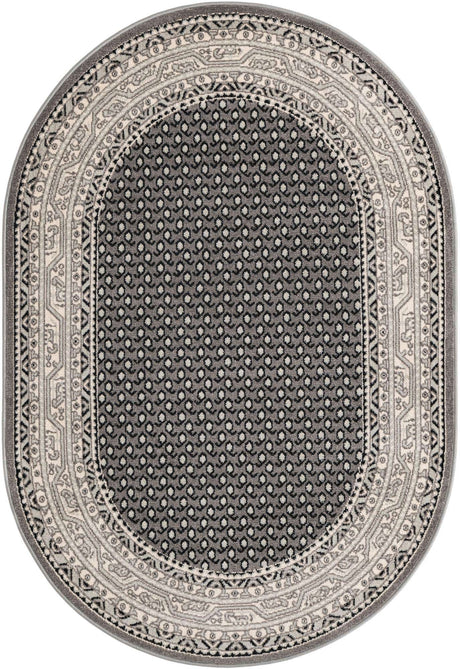 Gray 4' 1 x 6' 1 Williamsburg Oval Area Rug 100% Polypropylene With Cotton Backing Durable Easy Clean Stain Resistant Carpet for Sale at Rug Engine
