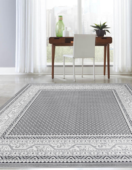 Gray 5' 3 x 5' 3 Williamsburg Square Area Rug 100% Polypropylene With Cotton Backing Durable Easy Clean Stain Resistant Carpet for Sale at Rug Engine