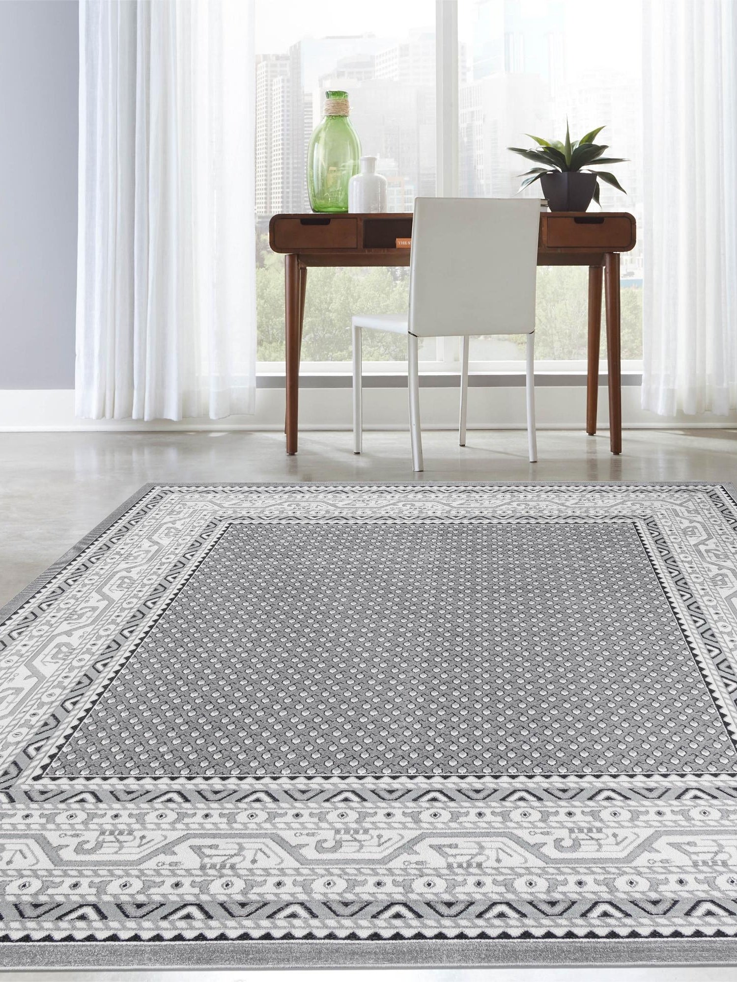 Gray 7' 10 x 7' 10 Williamsburg Square Area Rug 100% Polypropylene With Cotton Backing Durable Easy Clean Stain Resistant Carpet for Sale at Rug Engine