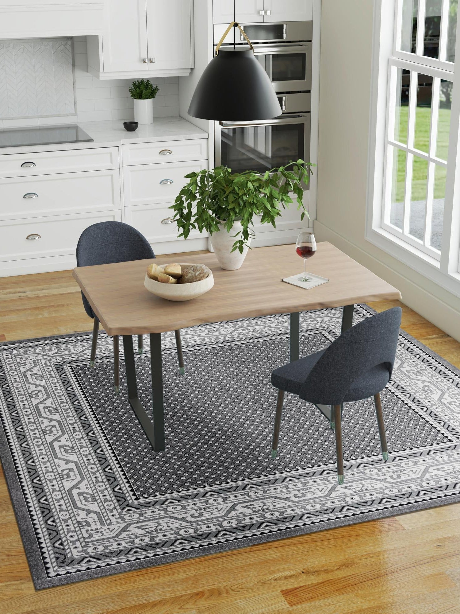 Gray 5' 3 x 5' 3 Williamsburg Square Area Rug 100% Polypropylene With Cotton Backing Durable Easy Clean Stain Resistant Carpet for Sale at Rug Engine