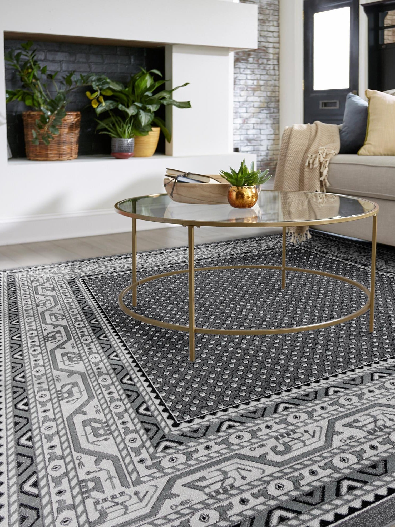 Gray 10' x 10' Williamsburg Square Area Rug 100% Polypropylene With Cotton Backing Durable Easy Clean Stain Resistant Carpet for Sale at Rug Engine