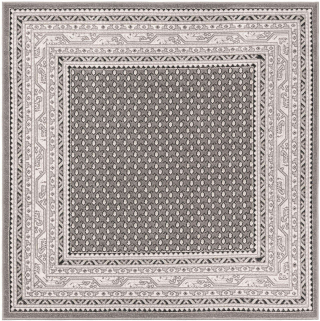 Gray 5' 3 x 5' 3 Williamsburg Square Area Rug 100% Polypropylene With Cotton Backing Durable Easy Clean Stain Resistant Carpet for Sale at Rug Engine
