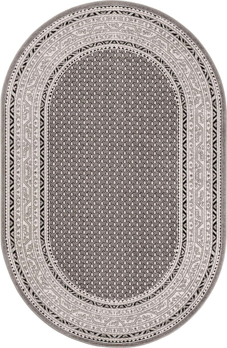 Gray 5' 3 x 8' Williamsburg Oval Area Rug 100% Polypropylene With Cotton Backing Durable Easy Clean Stain Resistant Carpet for Sale at Rug Engine